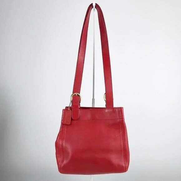 Coach Handbags - RARE Red Vintage Coach Waverly Soho Leather Buckle Tote Shoulder Bag 4157